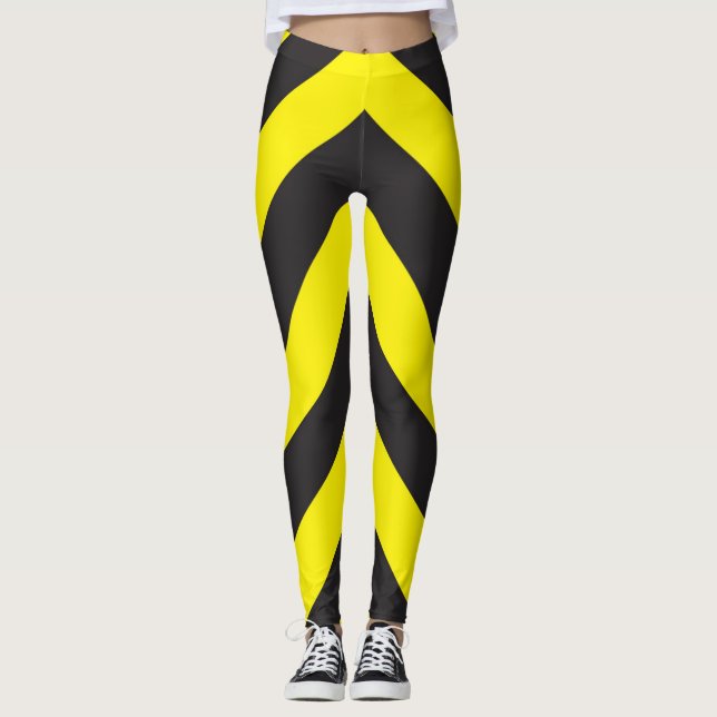 Leggings Fondo De Chevron Negro Y Amarillo (Anverso)