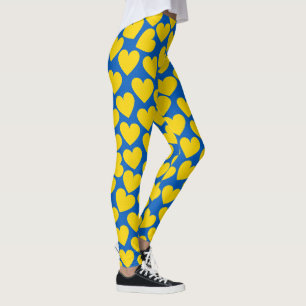 Leggings Fondo de corazones amarillos azules