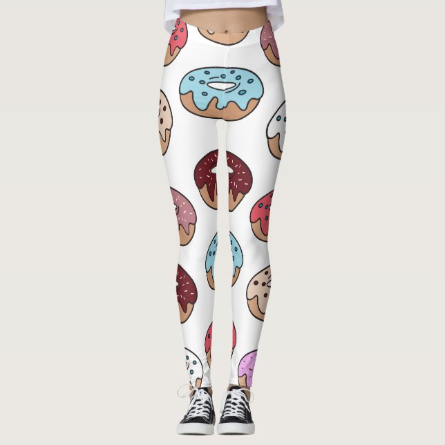 Leggings Fondo de Donuts multicolor Doodle. (Anverso)