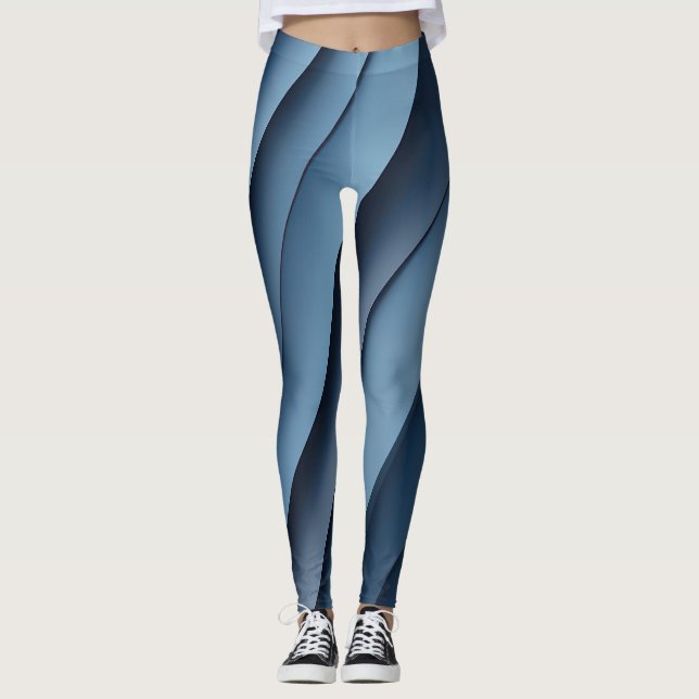 Leggings Fondo de formas superpuestas en azul (Anverso)