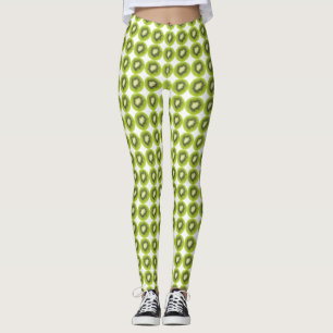 Leggings Fondo de fruta fresca kiwi. Patrón de rebajas redo