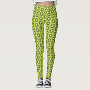 Leggings Fondo de fruta fresca kiwi. Patrón de rebajas redo
