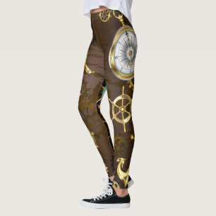 Leggings Fondo de madera con caballito de mar mecánico