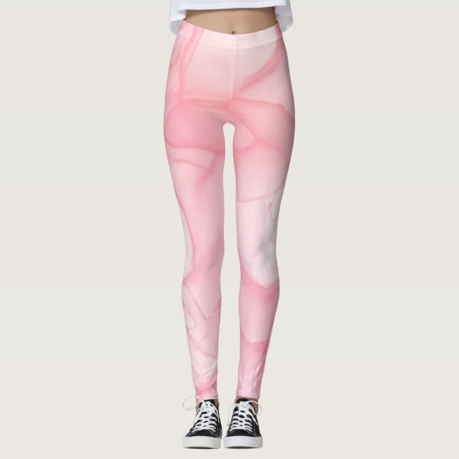 Leggings Fondo de mármol rosa, fondo de arte fluido (Anverso)
