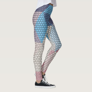Leggings fondo de patrón de cubos y hexagones pastel