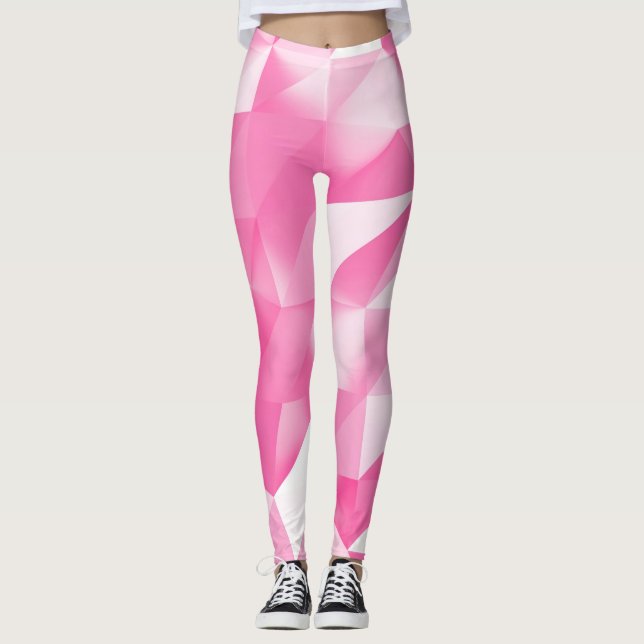 Leggings Fondo de polígono rosa: representación 3D abstract (Anverso)