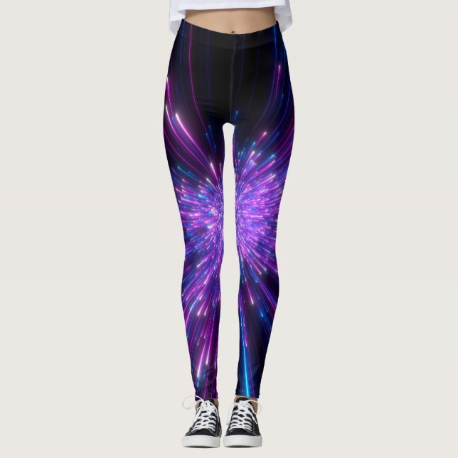 Leggings Fondo de resumen cósmico de Neon Galaxy (Anverso)