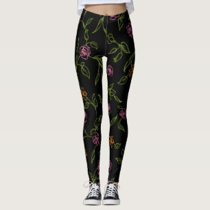 Leggings Fondo de rosas dibujadas con tiza