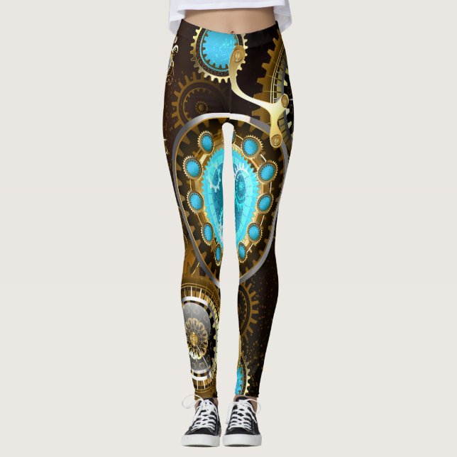Leggings Fondo de roscas de vapor con lentes turquesas (Anverso)