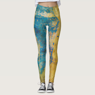 Leggings Fondo de textura azul y dorado grueso