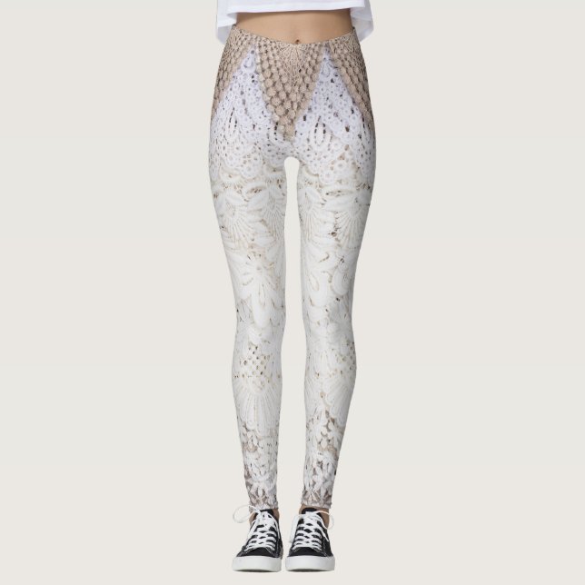 Leggings Fondo de textura de tela de encaje delgado (Anverso)