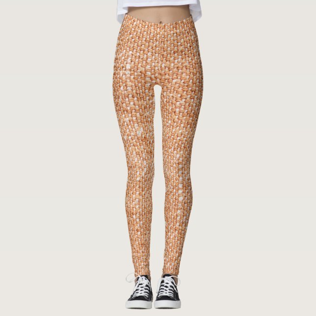 Leggings Fondo de textura de tela de lino marrón (Anverso)