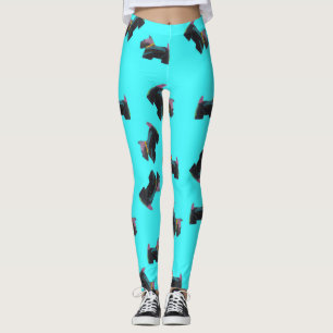 Leggings Fondo de turquesa de Cosmic Scottie Terrier