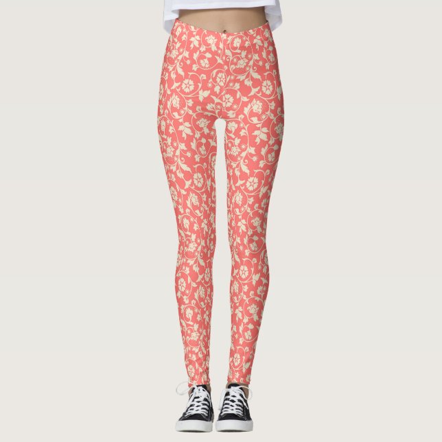 Leggings Fondo del patrón sin foco de flor (Anverso)