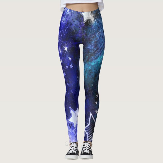 Leggings Fondo espacial con estrellas (Anverso)