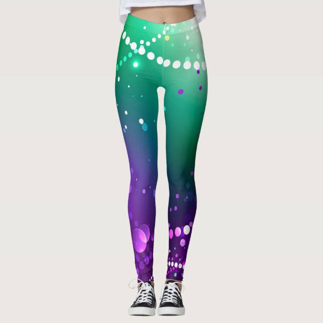 Leggings Fondo morado festivo Mardi Gras (Anverso)