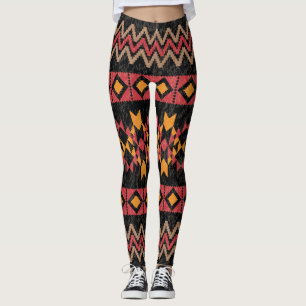 Leggings Fondo Negro, Patrón Geométrico Moderno.