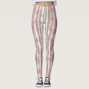 Leggings fondo rayado rosa y blanco