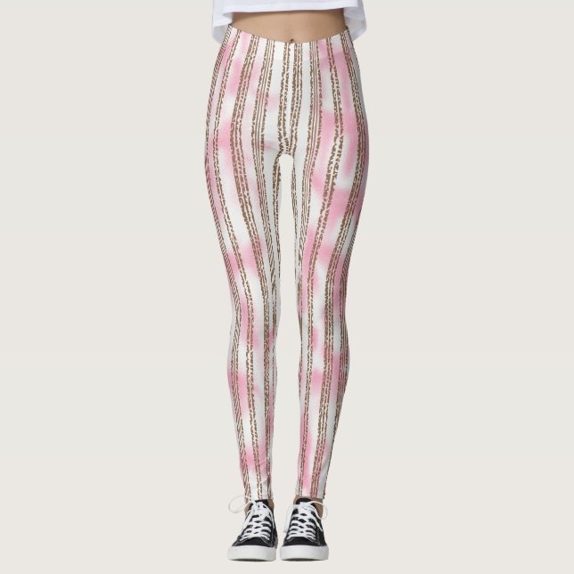Leggings fondo rayado rosa y blanco (Anverso)