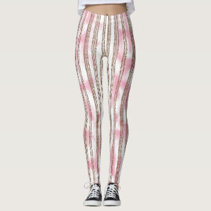 Leggings fondo rayado rosa y blanco