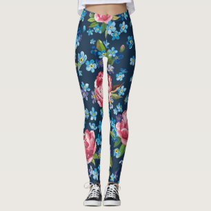 Leggings Fondo retro elegante de los peones rosados