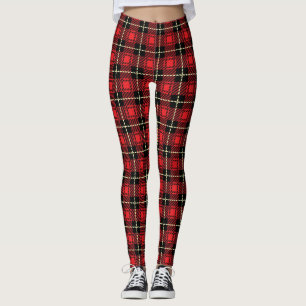 Leggings Fondo rojo de la tela escocesa