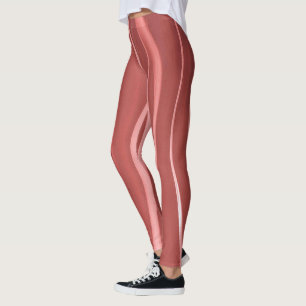 Leggings Fondo Rojo Y Bandas De Onda Blanca