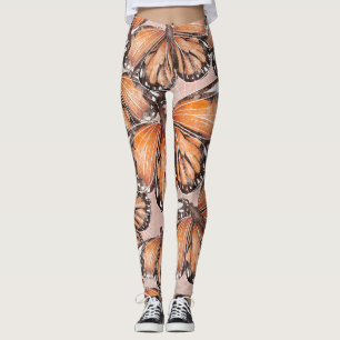 Leggings Fondo rosa de las mariposas del Almirante Rojo