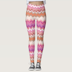 Leggings Fondo rosado del zigzag