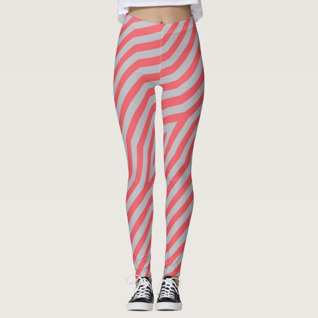 Leggings Fondo simétrico de rayas diagonales 5 (Anverso)