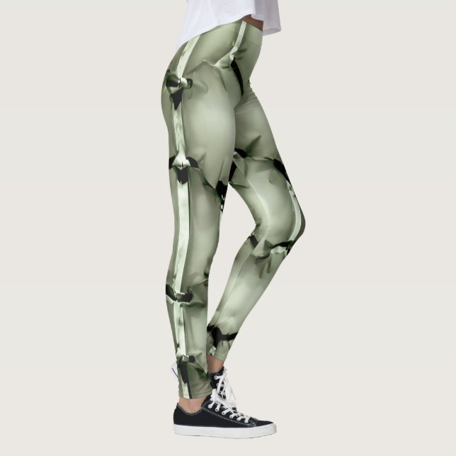 Leggings Fondo texturizado de burbuja verde hexagonal (Derecha)