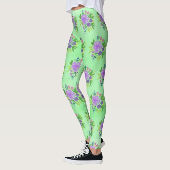 Leggings Fondo Verde Y Bouquet (Izquierda)