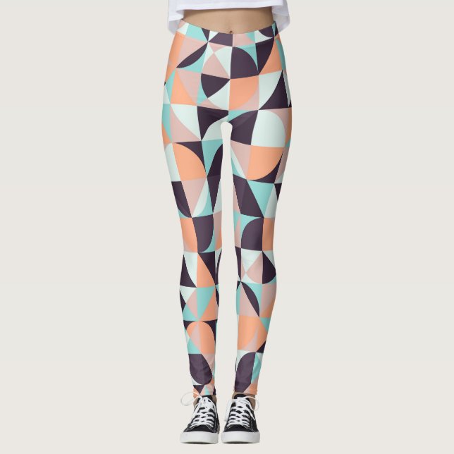 Leggings Fondo vintage retro geométrico, sin costura (Anverso)