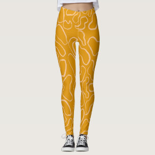 Leggings Forma de curva geométrica blanca abstracta