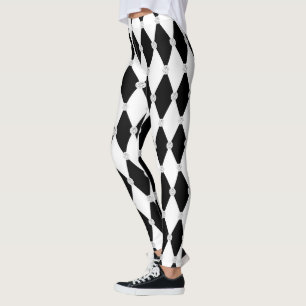 Leggings Forma de diamante Harlequin Black Rhombus