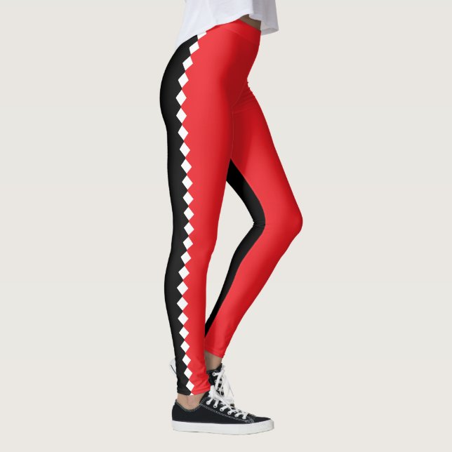 Leggings Forma de diamante negro, rojo y blanco (Derecha)
