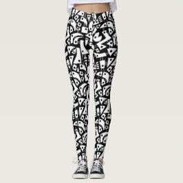 Leggings Formas abstractas 180318 - Blanco sobre negro