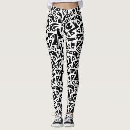 Leggings Formas abstractas 180318 - Negro sobre blanco