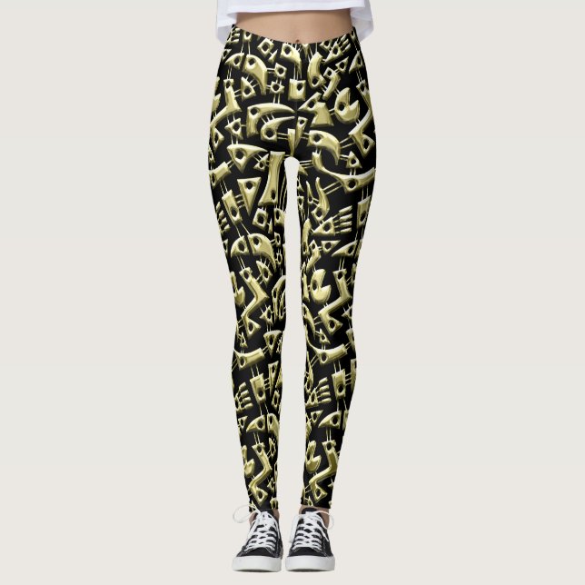 Leggings Formas abstractas 180318 - Oro brillante (Anverso)