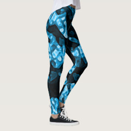 Leggings Formas abstractas dinámicas de moda azul brillante