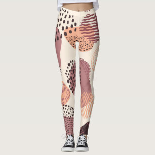 Leggings Formas Abstractas, Orgánicas Rojas Marrones.