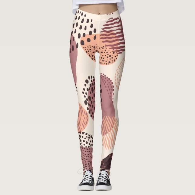 Leggings Formas Abstractas, Orgánicas Rojas Marrones. (Anverso)