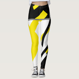 Leggings Formas amarillas y negras en el diseño abstracto b