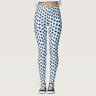 Leggings Formas amórficas 120322 - Azul índigo sobre blanco
