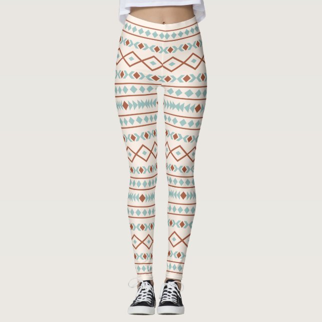 Leggings Formas Aztecas Modelo Lg Arroz Crema Verde azulada (Anverso)