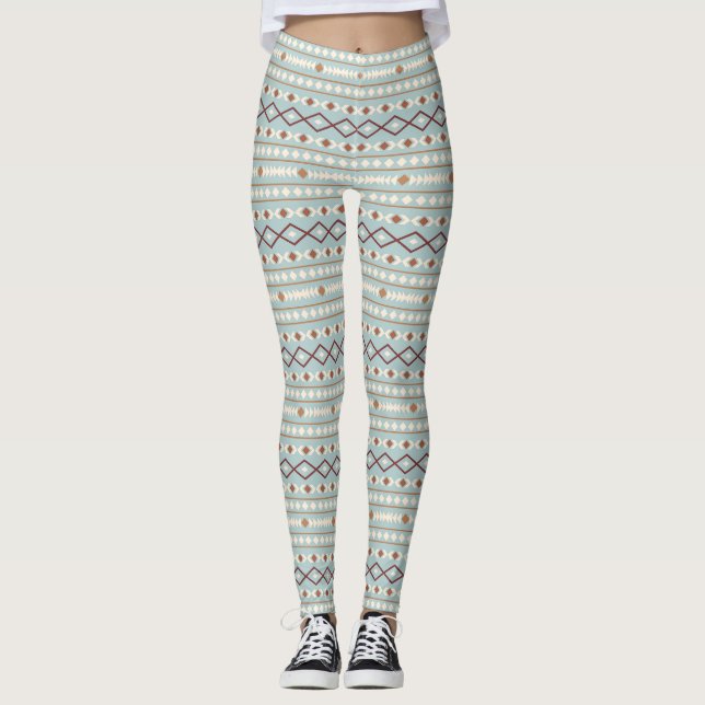 Leggings Formas aztecas Rpt Patrón Rusts Crema Verde azulad (Anverso)