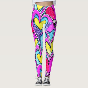 Leggings Formas de Corazón en Mosaico de Arte