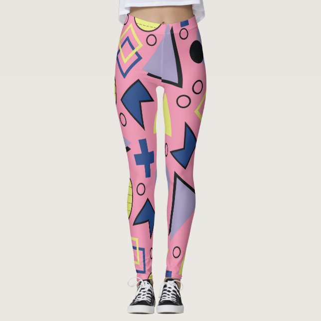 Leggings Formas de memphis pastel de juego (Anverso)