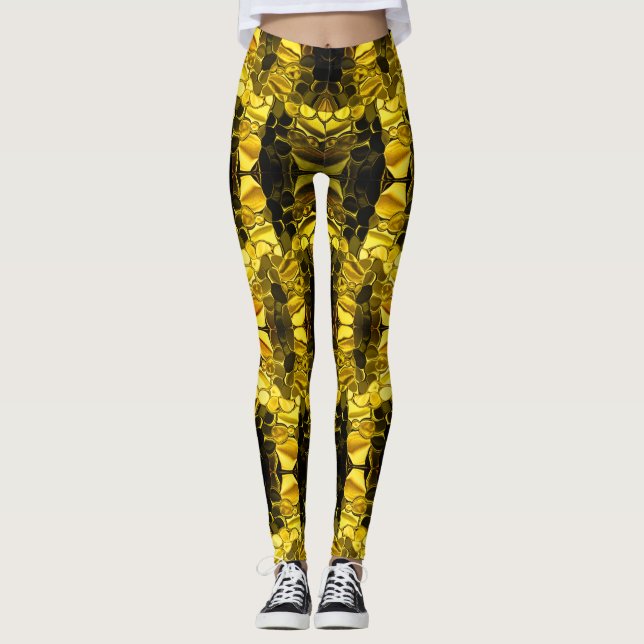 Leggings Formas doradas y profundidad oscura. (Anverso)