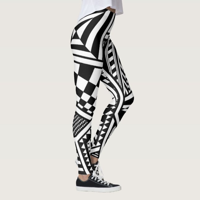 Leggings formas geométricas abstractas mano de patrón blanc (Derecha)